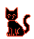 Black cat with red outline.